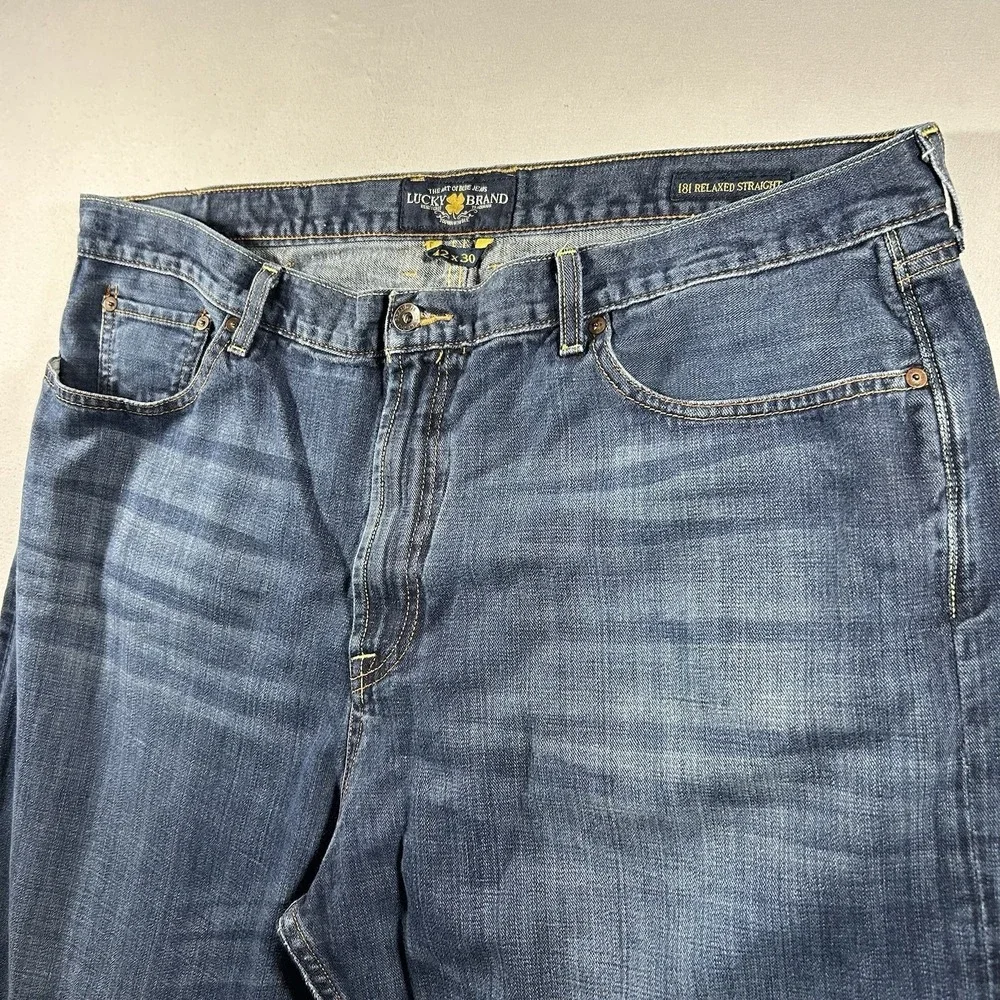 Lucky Brand 181 Relaxed Straight Jeans Mens 42x30 Premium Denim Wash